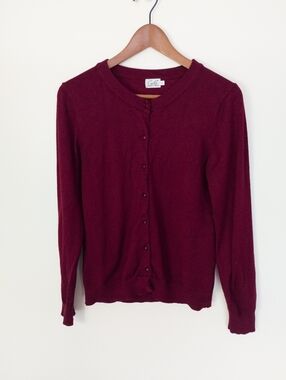 Cielo Wine Button Front Crewneck Cardigan Size XL